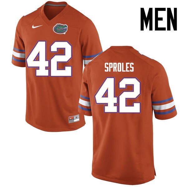 Florida Gators Men #42 Nick Sproles College Football Jerseys Orange